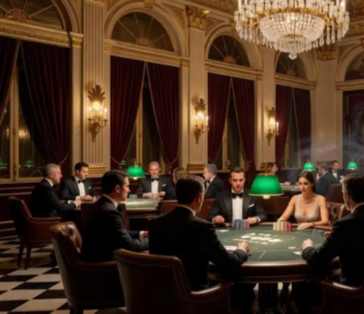 Architecture int&eacute;rieure &eacute;l&eacute;gante d'un casino fran&ccedil;ais h&eacute;bergeant des tournois de poker