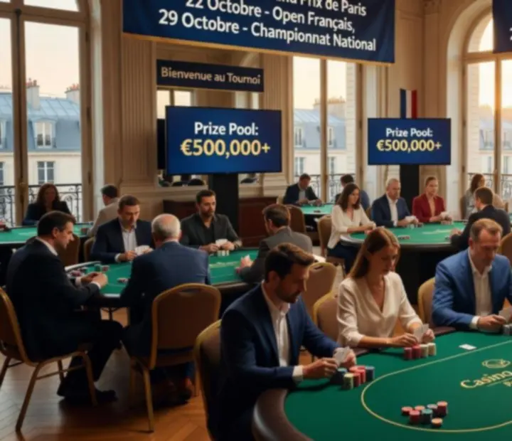 Vue aérienne d'une salle de tournoi de poker prestigieuse en France