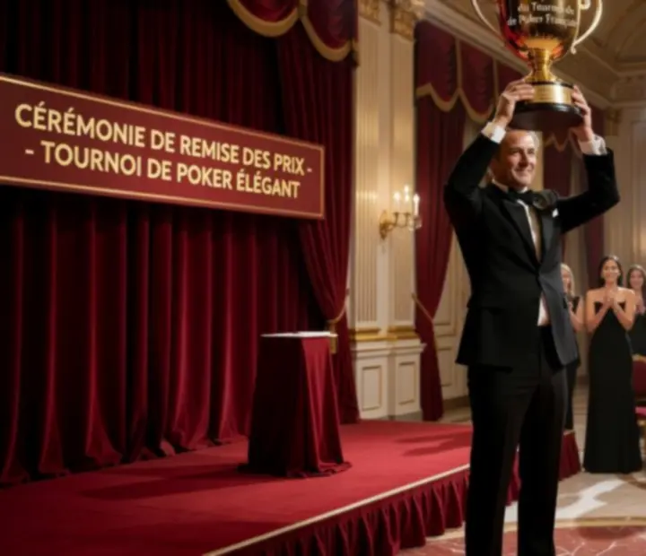 Vue cinématographique d'une salle de tournoi de poker lors d'une table finale en France