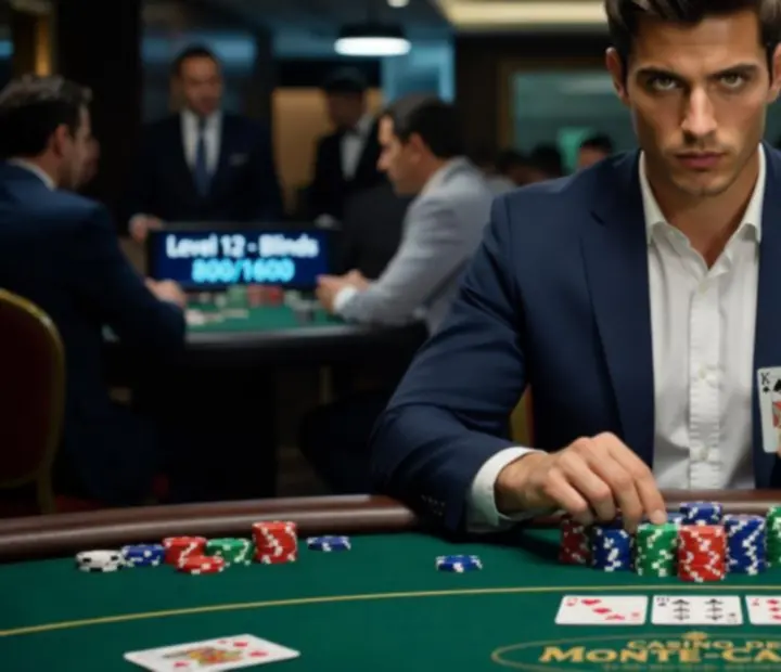 Joueur émergent concentré pendant un tournoi live