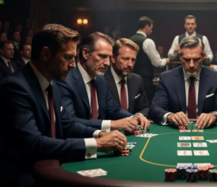 Professionnels français de poker live en pleine concentration à table